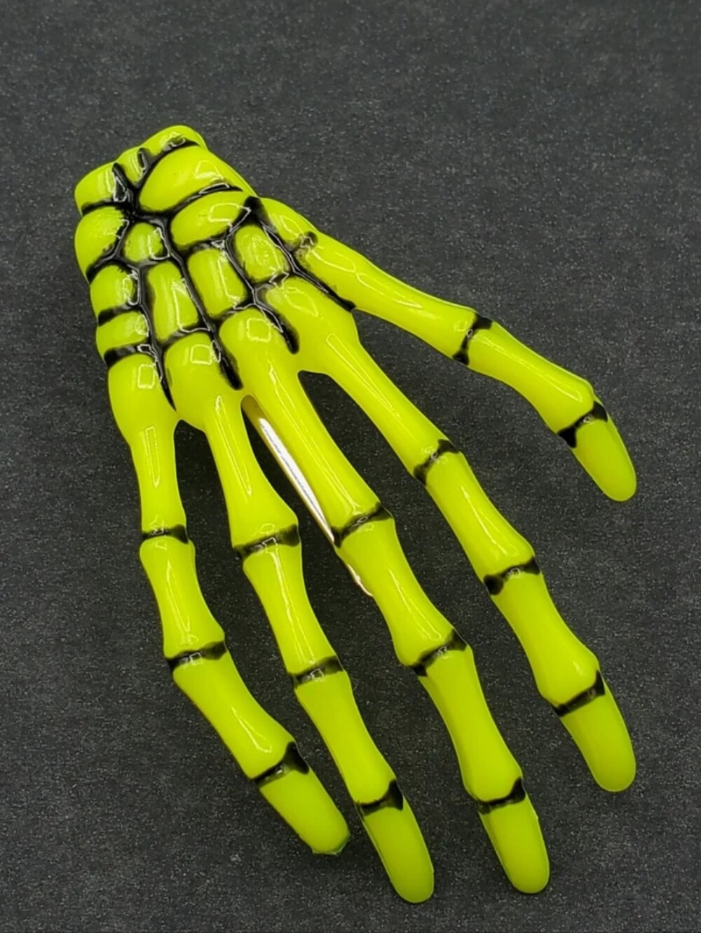 Neon Yellow Skeleton Hand Hair Clip